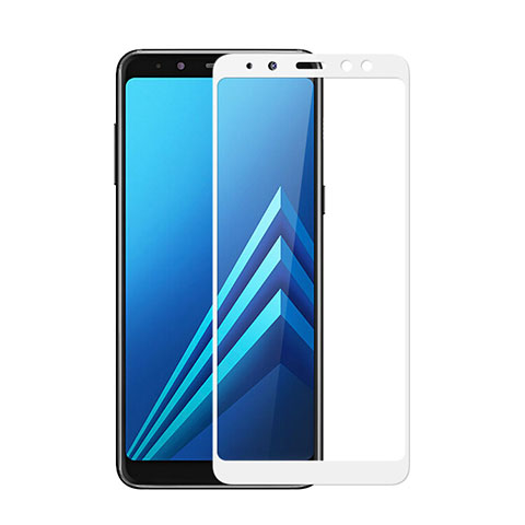 Schutzfolie Full Coverage Displayschutzfolie Panzerfolie Skins zum Aufkleben Gehärtetes Glas Glasfolie für Samsung Galaxy A8 (2018) A530F Weiß