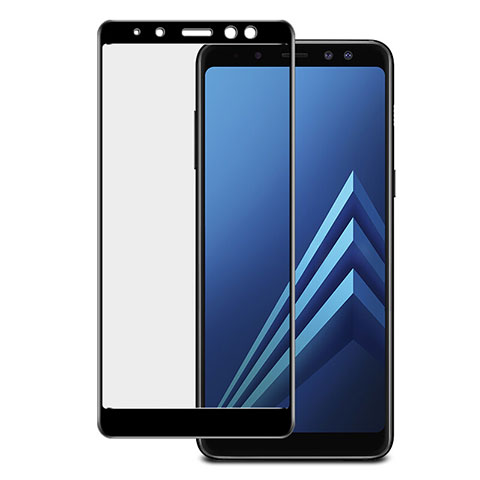 Schutzfolie Full Coverage Displayschutzfolie Panzerfolie Skins zum Aufkleben Gehärtetes Glas Glasfolie für Samsung Galaxy A8+ A8 Plus (2018) A730F Schwarz