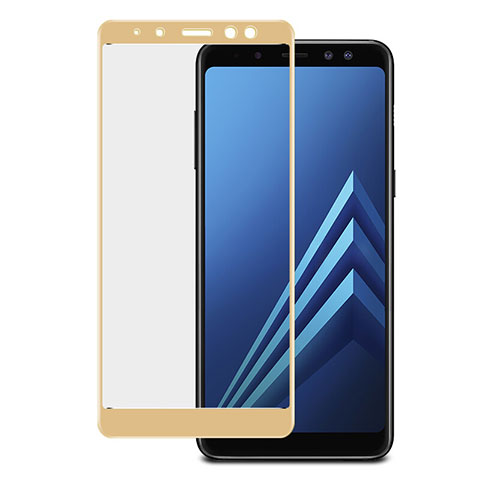 Schutzfolie Full Coverage Displayschutzfolie Panzerfolie Skins zum Aufkleben Gehärtetes Glas Glasfolie für Samsung Galaxy A8+ A8 Plus (2018) Duos A730F Gold