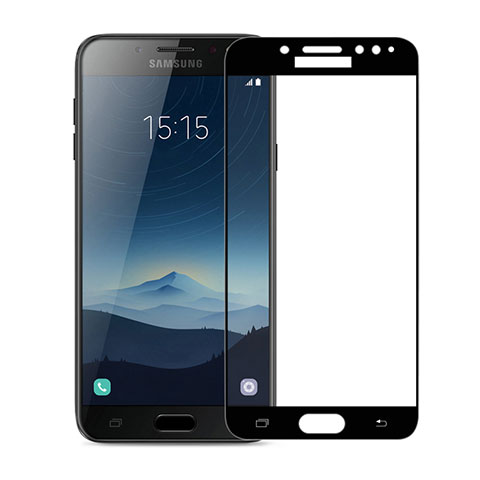 Schutzfolie Full Coverage Displayschutzfolie Panzerfolie Skins zum Aufkleben Gehärtetes Glas Glasfolie für Samsung Galaxy C7 (2017) Schwarz