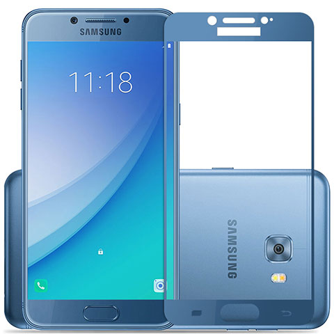 Schutzfolie Full Coverage Displayschutzfolie Panzerfolie Skins zum Aufkleben Gehärtetes Glas Glasfolie für Samsung Galaxy C7 Pro C7010 Blau