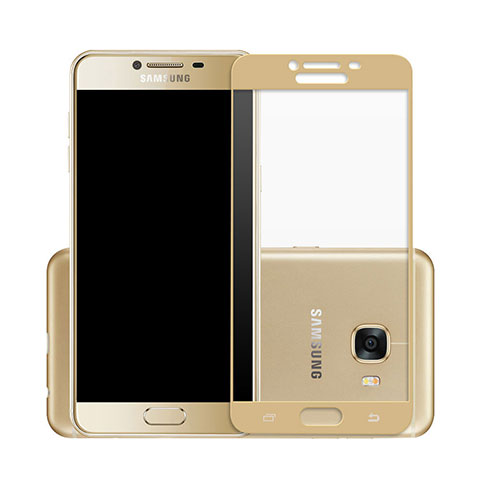 Schutzfolie Full Coverage Displayschutzfolie Panzerfolie Skins zum Aufkleben Gehärtetes Glas Glasfolie für Samsung Galaxy C7 SM-C7000 Gold