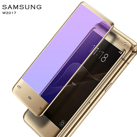 Schutzfolie Full Coverage Displayschutzfolie Panzerfolie Skins zum Aufkleben Gehärtetes Glas Glasfolie für Samsung W(2017) Gold