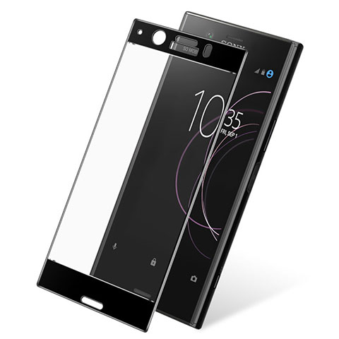 Schutzfolie Full Coverage Displayschutzfolie Panzerfolie Skins zum Aufkleben Gehärtetes Glas Glasfolie für Sony Xperia XZ1 Compact Schwarz