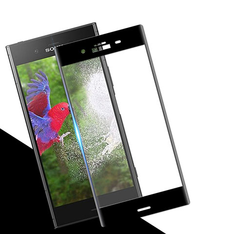 Schutzfolie Full Coverage Displayschutzfolie Panzerfolie Skins zum Aufkleben Gehärtetes Glas Glasfolie für Sony Xperia XZ1 Schwarz