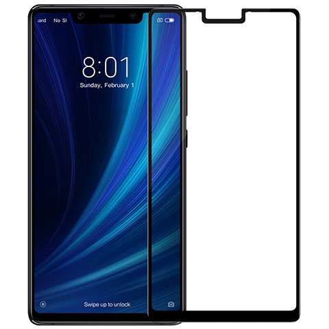 Schutzfolie Full Coverage Displayschutzfolie Panzerfolie Skins zum Aufkleben Gehärtetes Glas Glasfolie für Xiaomi Mi 8 SE Schwarz