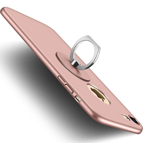 Schutzhülle Kunststoff Hülle Matt Loch mit Fingerring Ständer für Apple iPhone SE (2020) Rosa