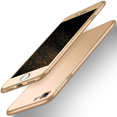 Schutzhülle Kunststoff Hülle Matt Vorder und Rückseite 360 Grad für Apple iPhone 7 Gold