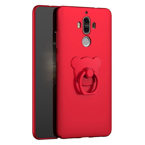 Schutzhülle Kunststoff Tasche Matt mit Fingerring Ständer A04 für Huawei Mate 9 Rot