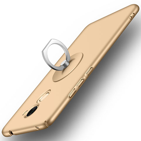 Schutzhülle Kunststoff Tasche Matt mit Fingerring Ständer für Huawei Y7 Prime Gold