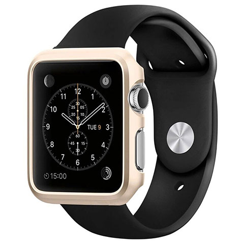 Schutzhülle Luxus Aluminium Metall Rahmen C01 für Apple iWatch 3 38mm Gold