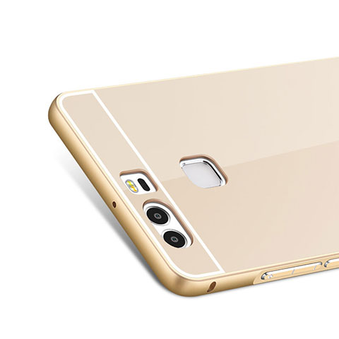 Schutzhülle Luxus Aluminium Metall Rahmen für Huawei P9 Gold