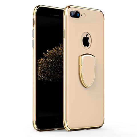 Schutzhülle Luxus Metall Rahmen und Kunststoff mit Fingerring Ständer A03 für Apple iPhone 7 Plus Gold