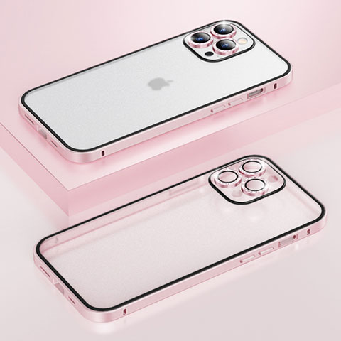 Schutzhülle Luxus Metall Rahmen und Kunststoff Schutzhülle Tasche Bling-Bling LF1 für Apple iPhone 13 Pro Rosegold