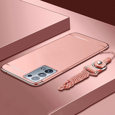 Schutzhülle Luxus Metall Rahmen und Kunststoff Schutzhülle Tasche für Oppo Reno6 Pro 5G Rosegold