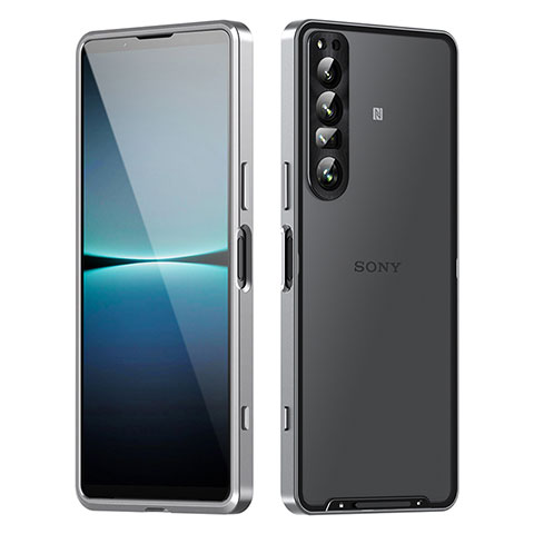 Schutzhülle Luxus Metall Rahmen und Kunststoff Schutzhülle Tasche für Sony Xperia 1 IV Silber