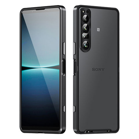 Schutzhülle Luxus Metall Rahmen und Kunststoff Schutzhülle Tasche für Sony Xperia 1 IV SO-51C Schwarz