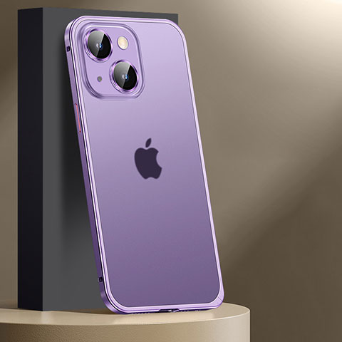 Schutzhülle Luxus Metall Rahmen und Kunststoff Schutzhülle Tasche JL2 für Apple iPhone 14 Plus Violett