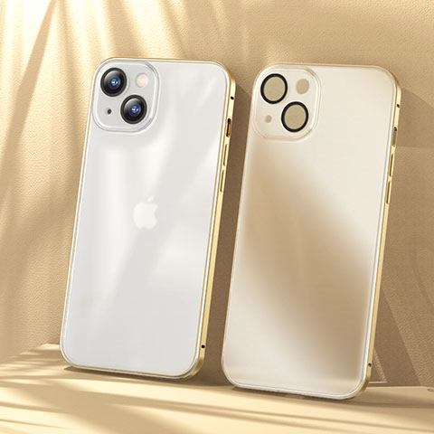 Schutzhülle Luxus Metall Rahmen und Kunststoff Schutzhülle Tasche LF1 für Apple iPhone 14 Plus Gold