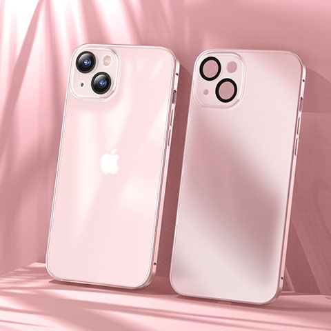 Schutzhülle Luxus Metall Rahmen und Kunststoff Schutzhülle Tasche LF1 für Apple iPhone 14 Rosegold