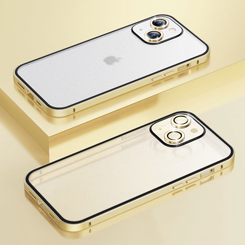 Schutzhülle Luxus Metall Rahmen und Kunststoff Schutzhülle Tasche LF3 für Apple iPhone 13 Gold