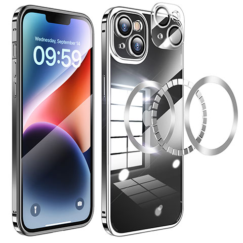 Schutzhülle Luxus Metall Rahmen und Kunststoff Schutzhülle Tasche LF5 für Apple iPhone 14 Plus Schwarz