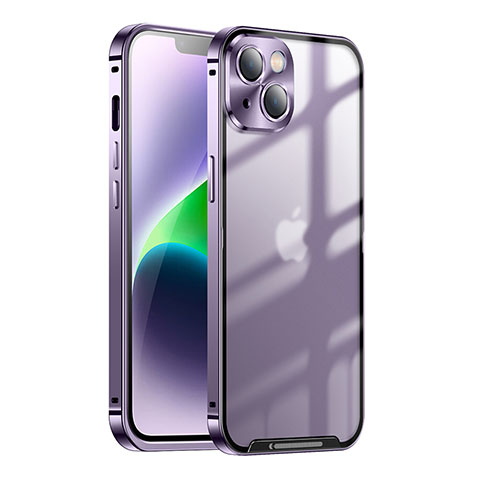 Schutzhülle Luxus Metall Rahmen und Kunststoff Schutzhülle Tasche LK1 für Apple iPhone 13 Violett