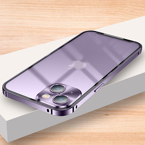 Schutzhülle Luxus Metall Rahmen und Kunststoff Schutzhülle Tasche LK2 für Apple iPhone 15 Violett