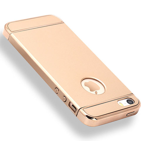 Schutzhülle Luxus Metall Rahmen und Kunststoff Schutzhülle Tasche M01 für Apple iPhone 5 Gold