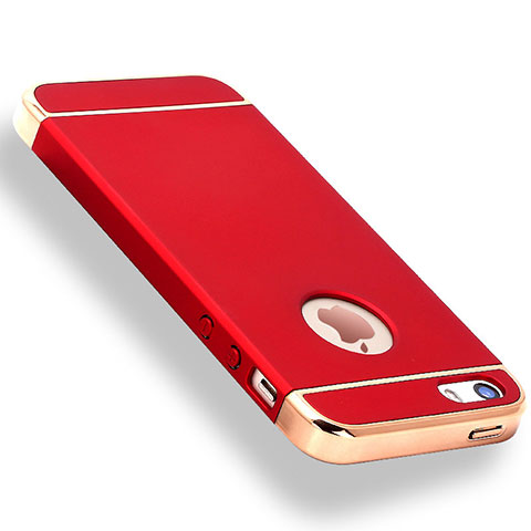 Schutzhülle Luxus Metall Rahmen und Kunststoff Schutzhülle Tasche M01 für Apple iPhone 5 Rot