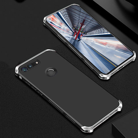 Schutzhülle Luxus Metall Rahmen und Kunststoff Schutzhülle Tasche M01 für Huawei Honor View 20 Silber