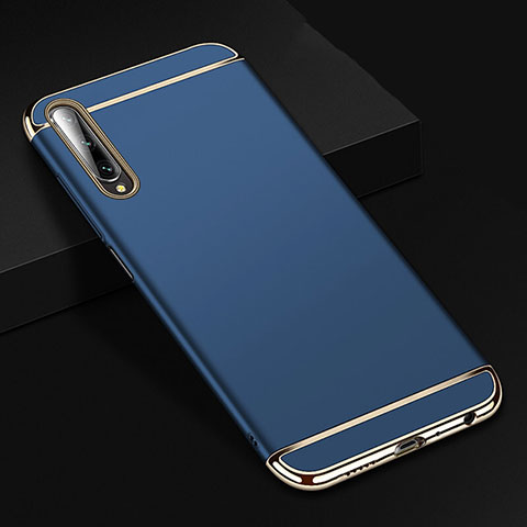 Schutzhülle Luxus Metall Rahmen und Kunststoff Schutzhülle Tasche M01 für Huawei Y9s Blau