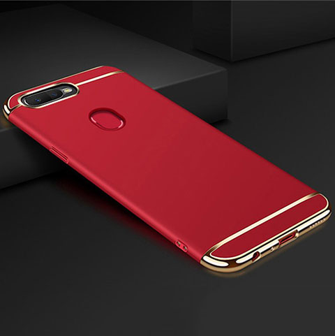 Schutzhülle Luxus Metall Rahmen und Kunststoff Schutzhülle Tasche M01 für Oppo A7 Rot