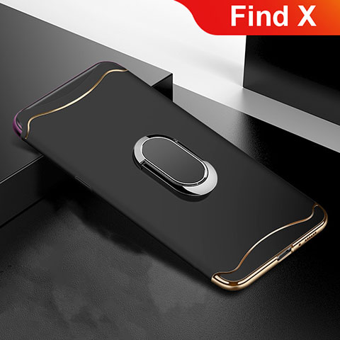 Schutzhülle Luxus Metall Rahmen und Kunststoff Schutzhülle Tasche M01 für Oppo Find X Schwarz