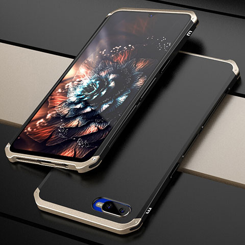 Schutzhülle Luxus Metall Rahmen und Kunststoff Schutzhülle Tasche M01 für Oppo K1 Gold und Schwarz