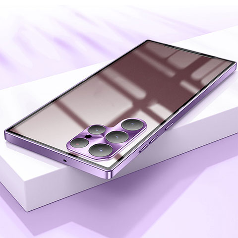 Schutzhülle Luxus Metall Rahmen und Kunststoff Schutzhülle Tasche M01 für Samsung Galaxy S23 Ultra 5G Violett