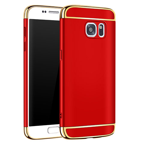 Schutzhülle Luxus Metall Rahmen und Kunststoff Schutzhülle Tasche M01 für Samsung Galaxy S7 G930F G930FD Rot