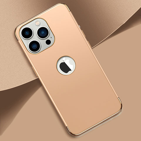 Schutzhülle Luxus Metall Rahmen und Kunststoff Schutzhülle Tasche M02 für Apple iPhone 13 Pro Max Gold