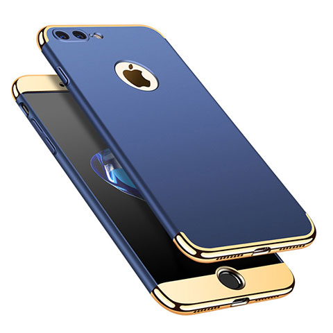 Schutzhülle Luxus Metall Rahmen und Kunststoff Schutzhülle Tasche M02 für Apple iPhone 8 Plus Blau