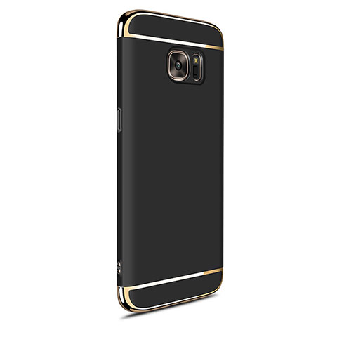 Schutzhülle Luxus Metall Rahmen und Kunststoff Schutzhülle Tasche M05 für Samsung Galaxy S7 Edge G935F Schwarz