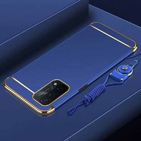 Schutzhülle Luxus Metall Rahmen und Kunststoff Schutzhülle Tasche P01 für Oppo A54 5G Blau