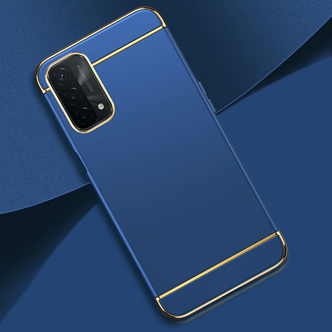 Schutzhülle Luxus Metall Rahmen und Kunststoff Schutzhülle Tasche P02 für Oppo A74 5G Blau