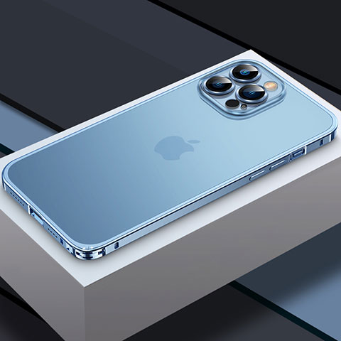 Schutzhülle Luxus Metall Rahmen und Kunststoff Schutzhülle Tasche QC3 für Apple iPhone 14 Pro Max Blau