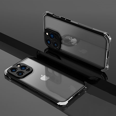Schutzhülle Luxus Metall Rahmen und Kunststoff Schutzhülle Tasche SQ1 für Apple iPhone 14 Pro Silber