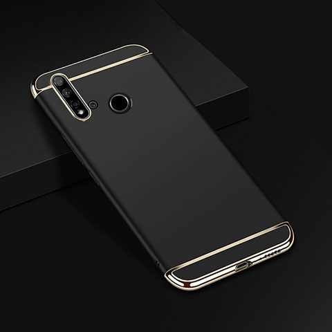 Schutzhülle Luxus Metall Rahmen und Kunststoff Schutzhülle Tasche T01 für Huawei Nova 5i Schwarz