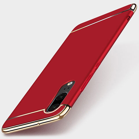 Schutzhülle Luxus Metall Rahmen und Kunststoff Schutzhülle Tasche T01 für Huawei P20 Rot