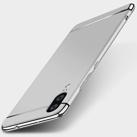 Schutzhülle Luxus Metall Rahmen und Kunststoff Schutzhülle Tasche T01 für Huawei P20 Silber