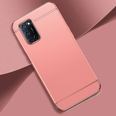 Schutzhülle Luxus Metall Rahmen und Kunststoff Schutzhülle Tasche T01 für Oppo A72 Rosegold