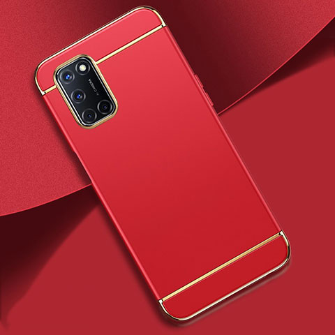 Schutzhülle Luxus Metall Rahmen und Kunststoff Schutzhülle Tasche T01 für Oppo A72 Rot