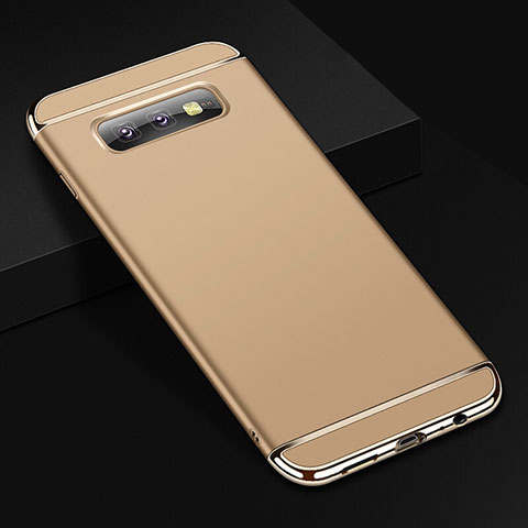 Schutzhülle Luxus Metall Rahmen und Kunststoff Schutzhülle Tasche T01 für Samsung Galaxy S10e Gold